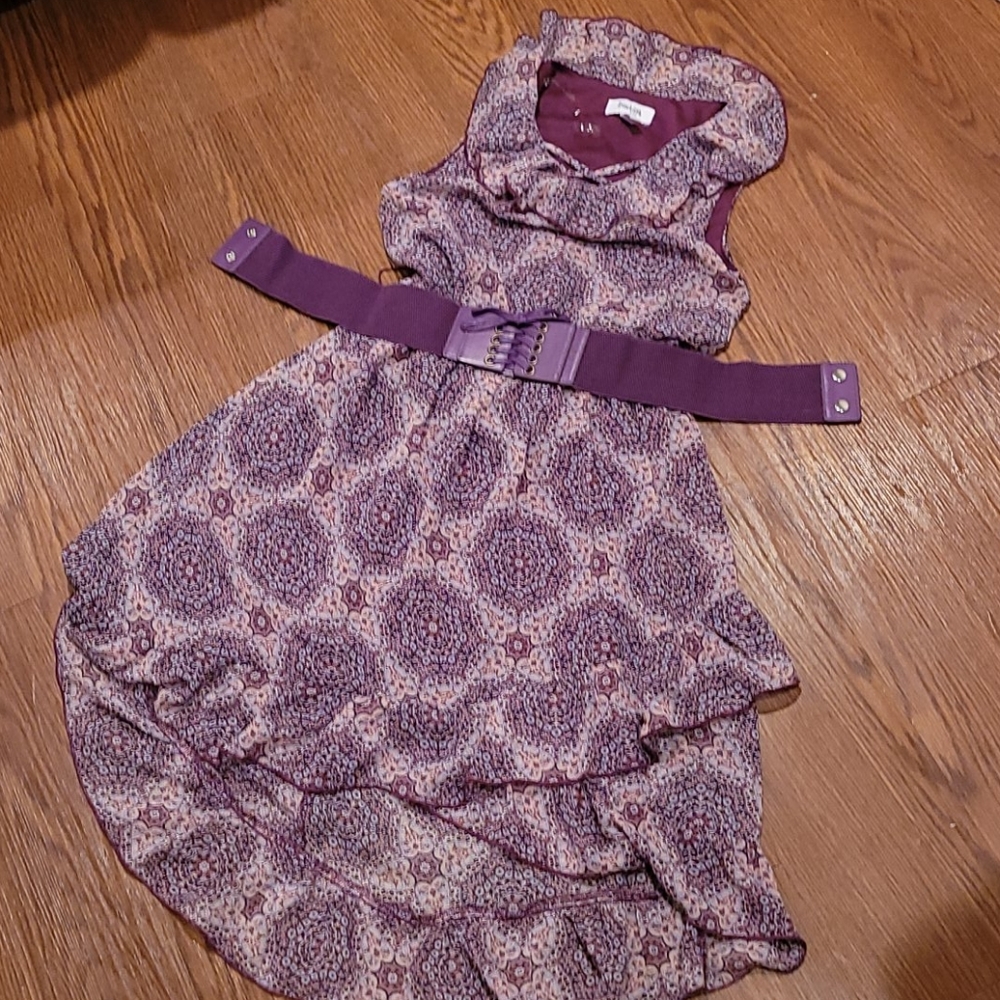 High Low Ruffle Dress with Belt